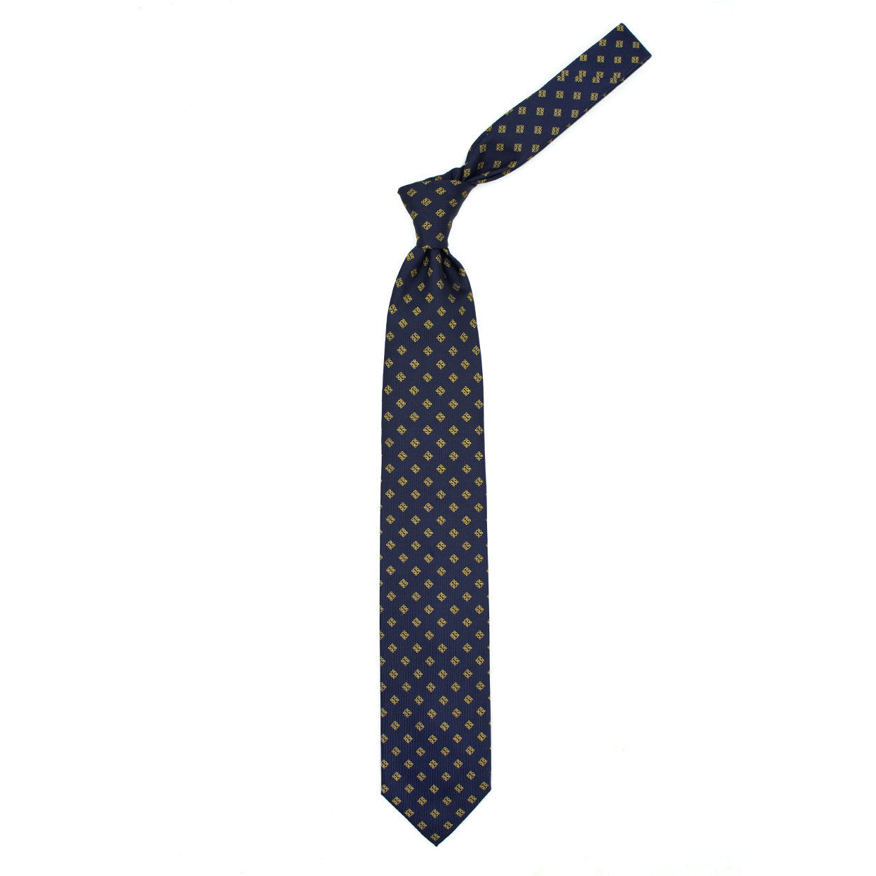 Cravatta blu con fiorellini gialli