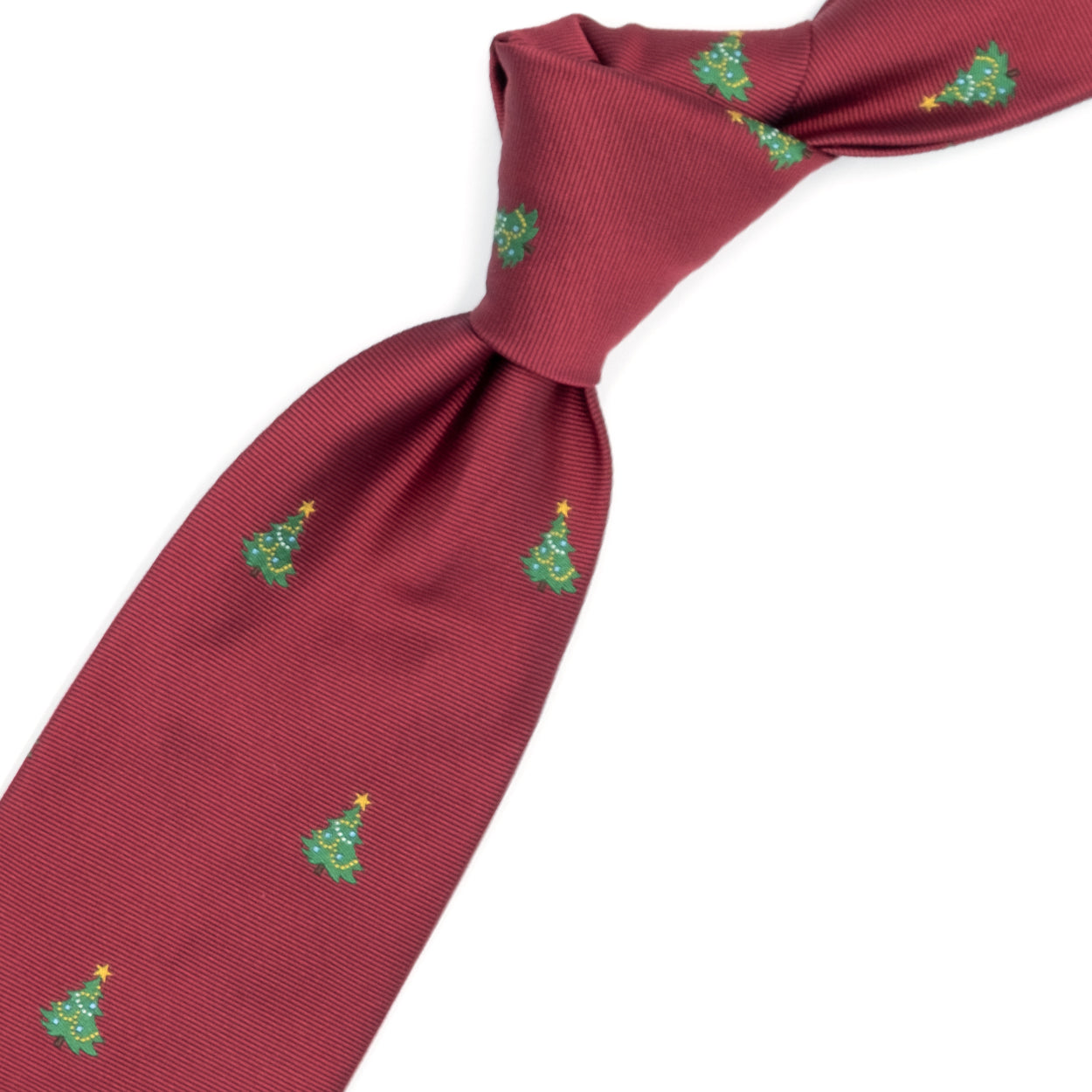 Cravatta rossa con alberi di Natale