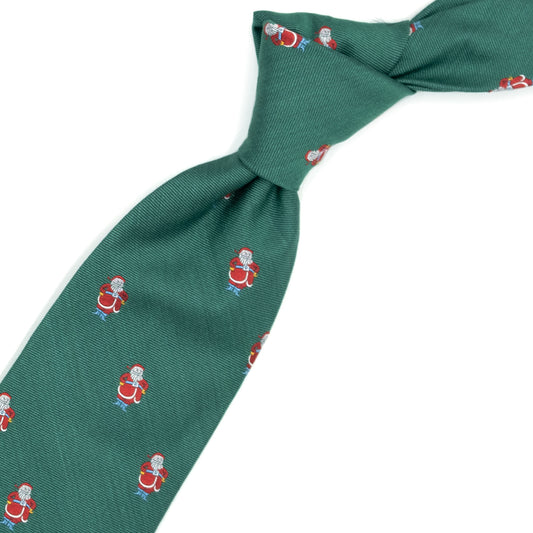 Cravatta verde con pattern Santa Claus