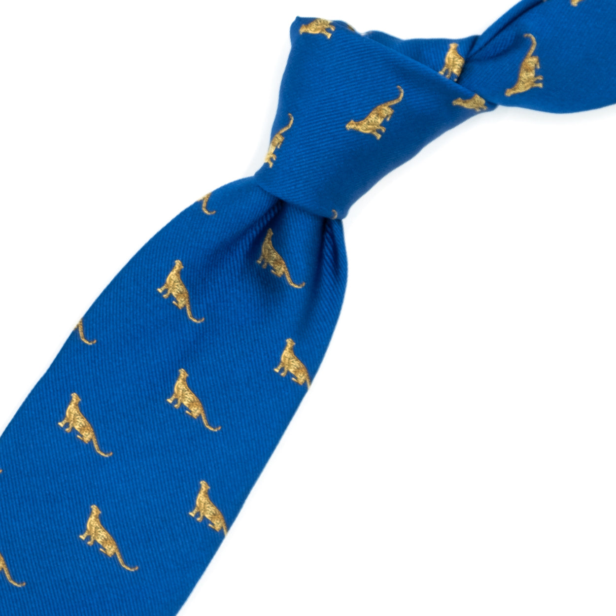 Cravatta azzurra con leopardi