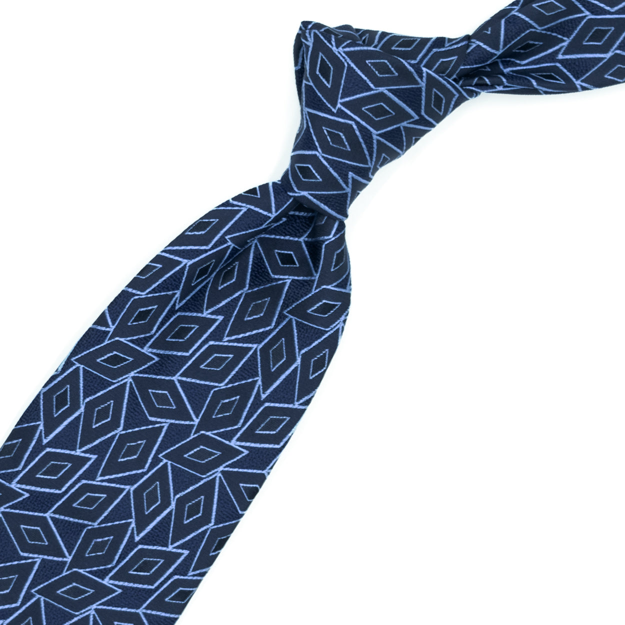 Cravatta blu con rombi blu e azzurri