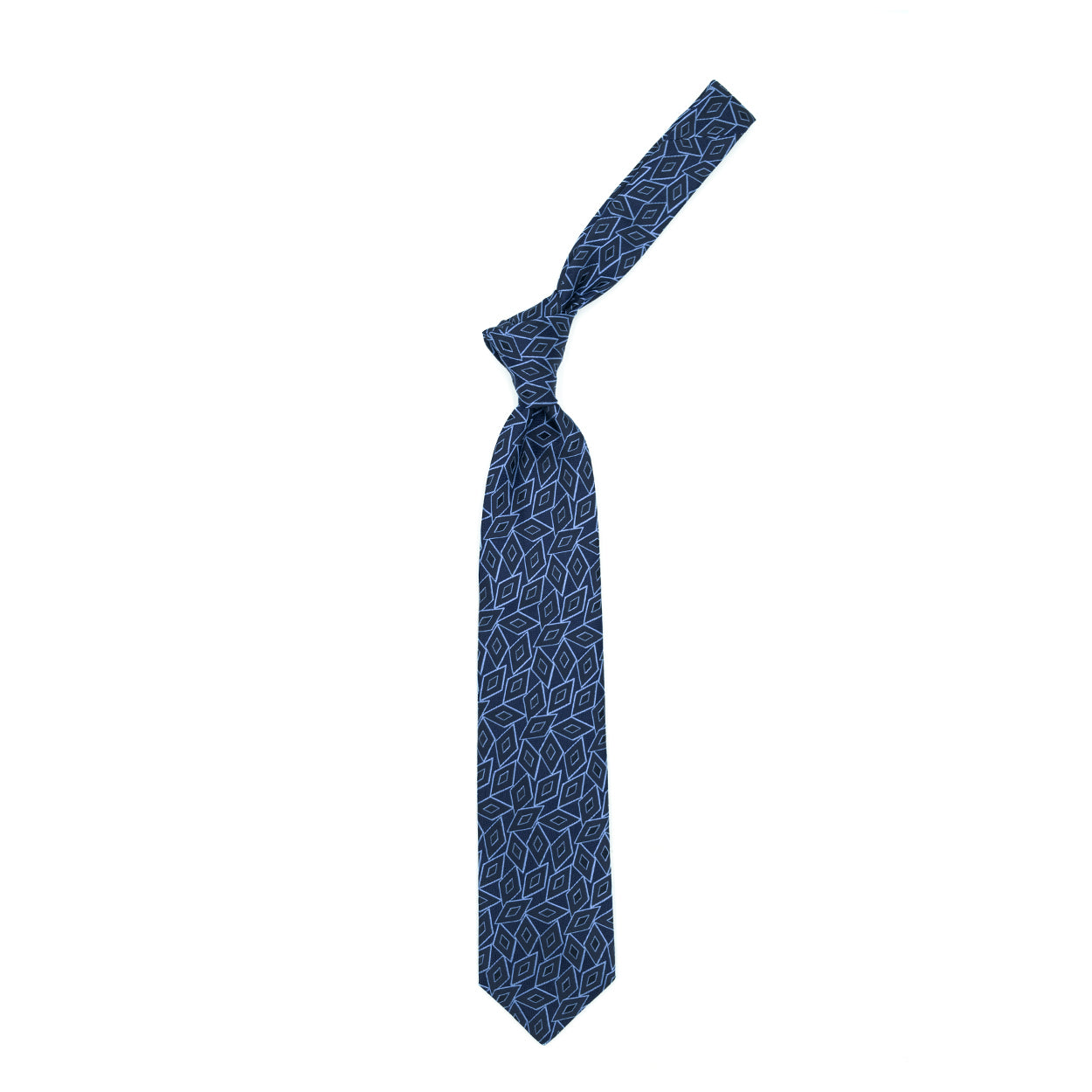 Cravatta blu con rombi blu e azzurri