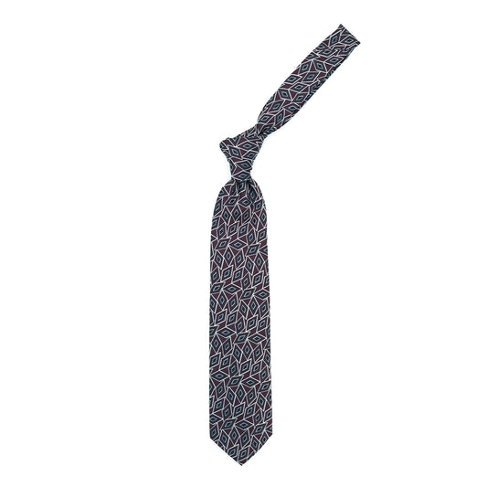 Cravatta bordeaux con rombi vinaccia e blu