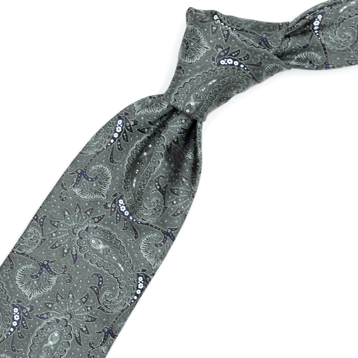 Cravatta grigia con paisley