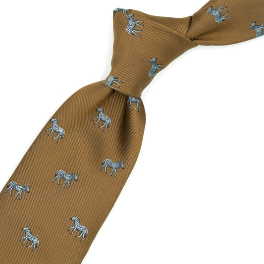 Light brown tie with zebras