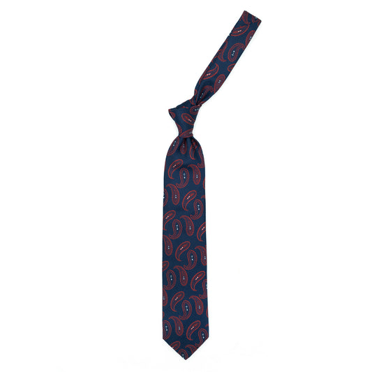 Cravatta blu con paisley rossi