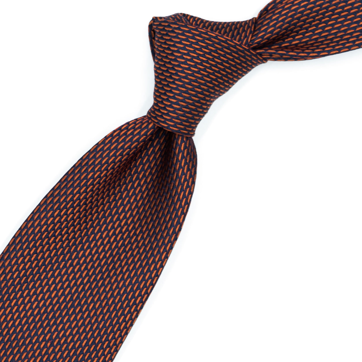 Cravatta tramata arancione e blu