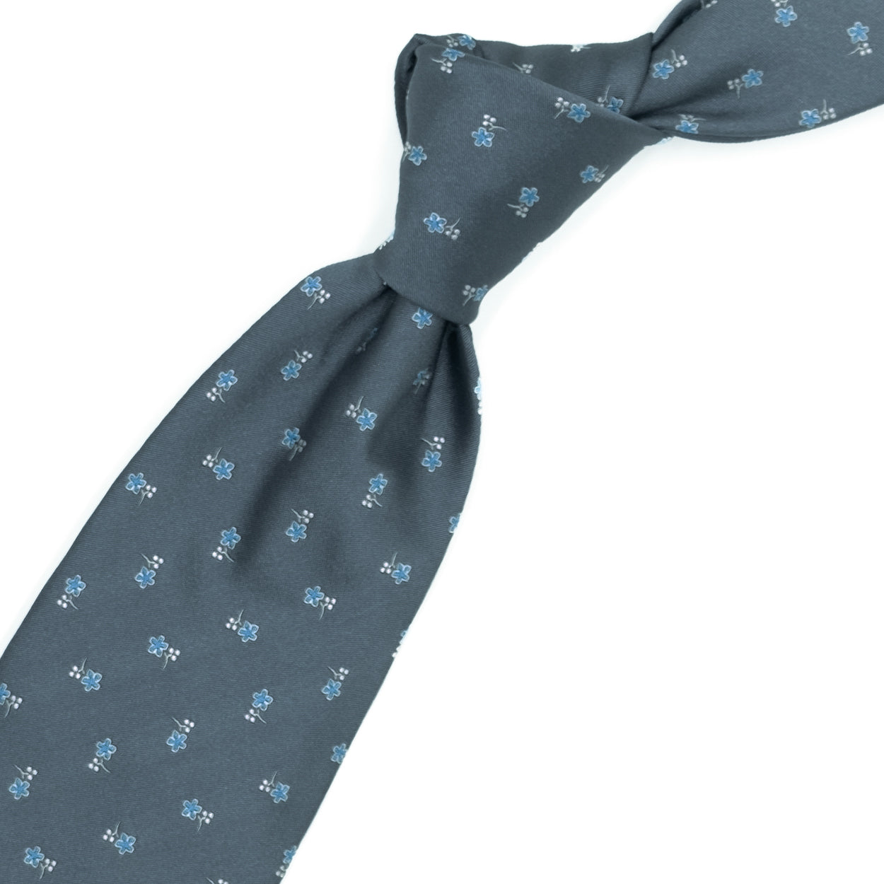 Cravatta grigia con fiorellini azzurri