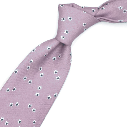 Cravatta rosa con fiorellini bianchi e blu