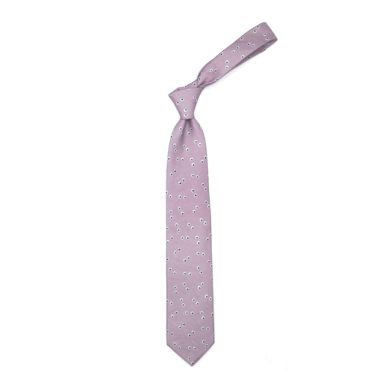 Cravatta rosa con fiorellini bianchi e blu