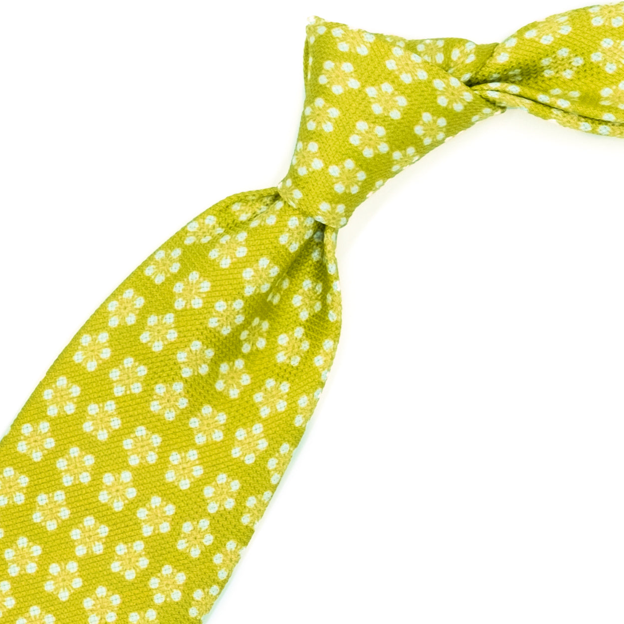 Cravatta gialla con fiori bianchi