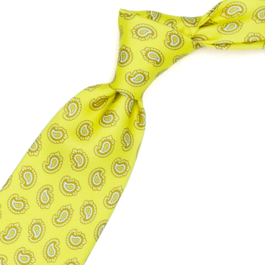 Cravatta gialla con paisley