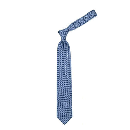 Cravatta blu con fiori azzurri, blu e bianchi