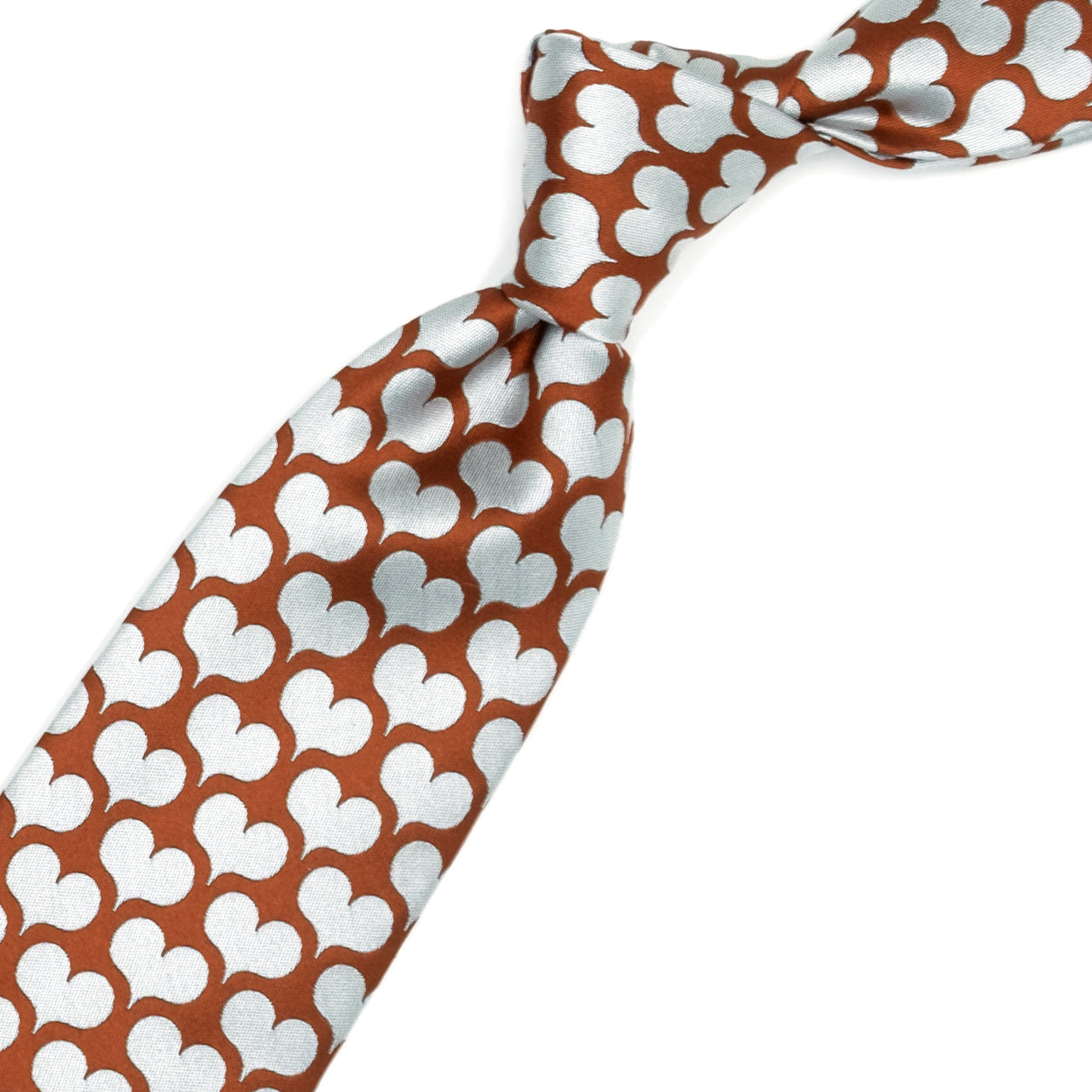 Cravatta arancione con cuori grigi