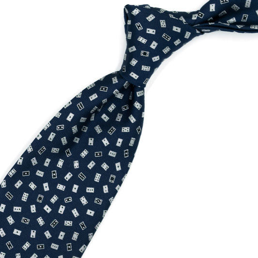 Cravatta blu con tessere Domino