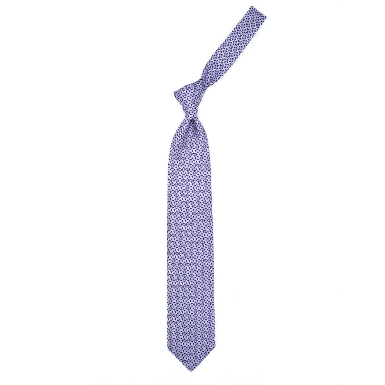 Cravatta con pattern geometrico rosa, blu e azzurro