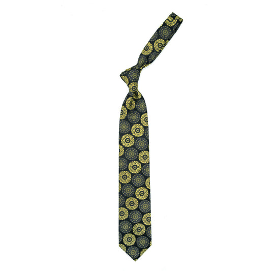 Cravatta nera con medaglioni gialli