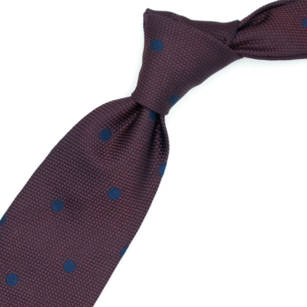 Cravatta bordeaux con pois blu