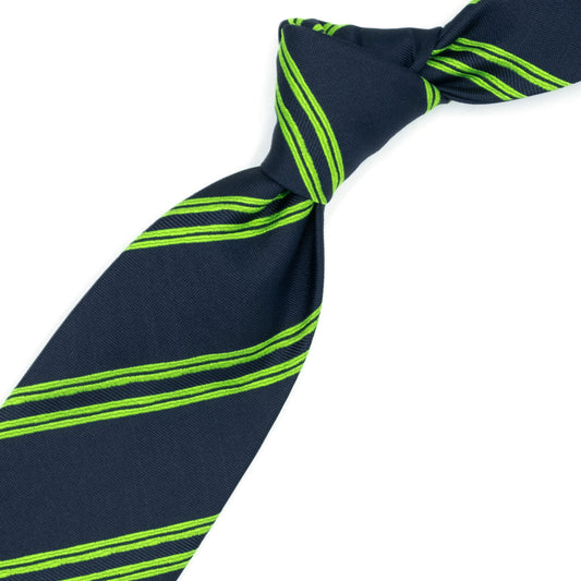 Cravatta blu con righe verdi