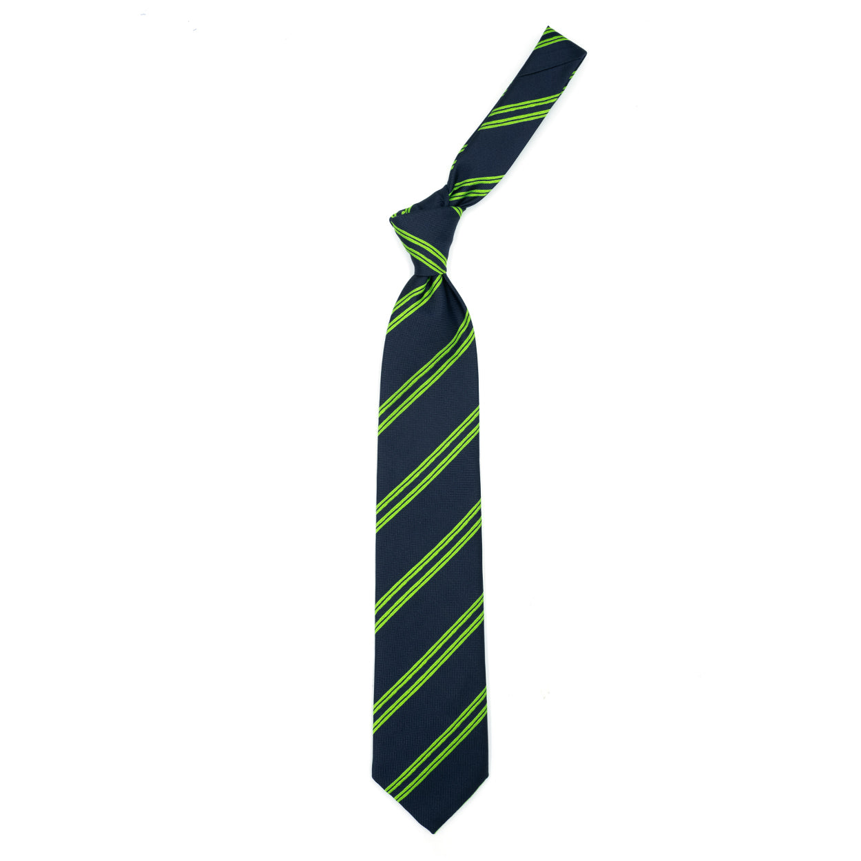 Cravatta blu con righe verdi