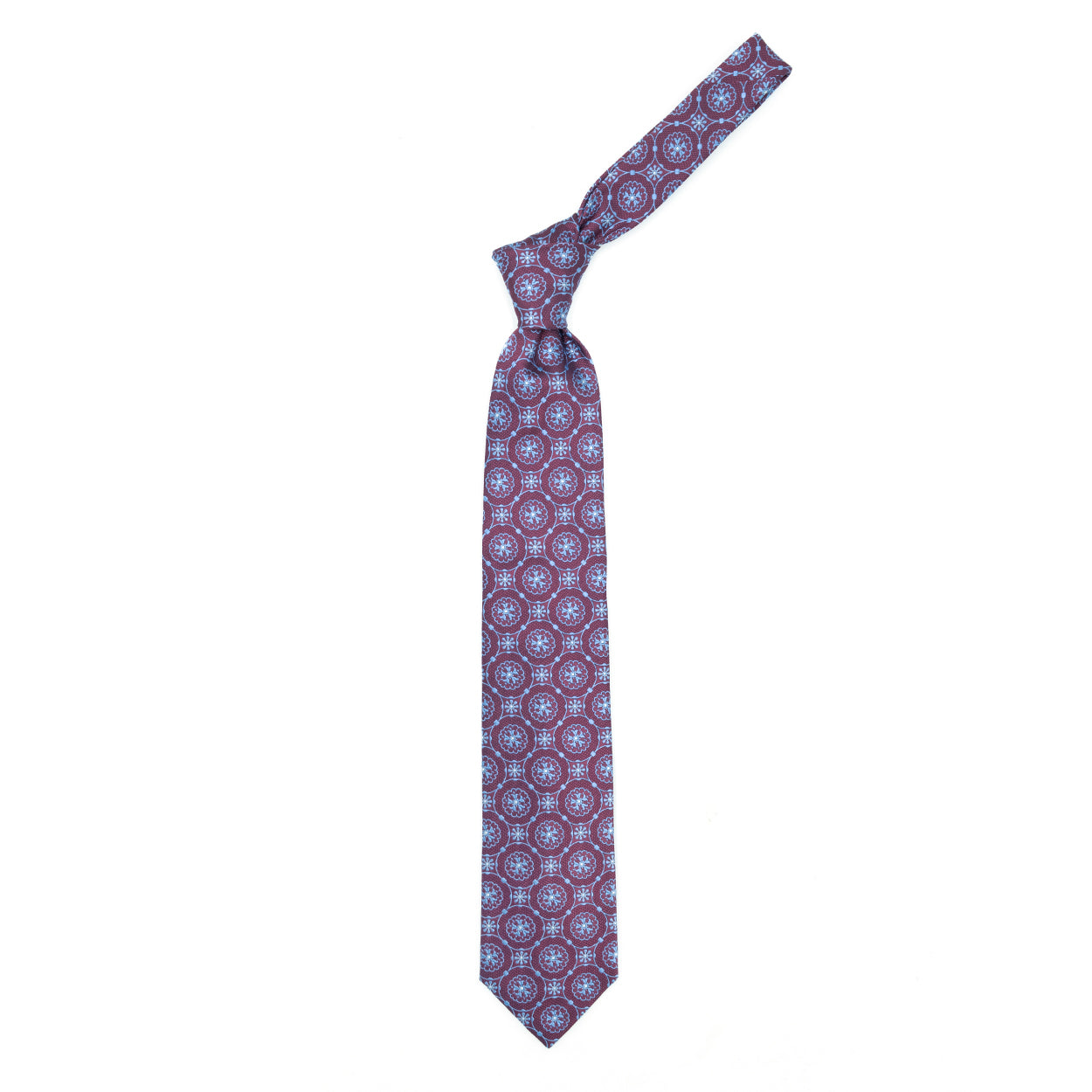 Cravatta magenta con fiori azzurri
