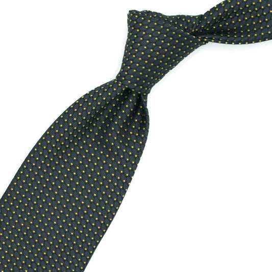 Cravatta grigia con quadratini gialli