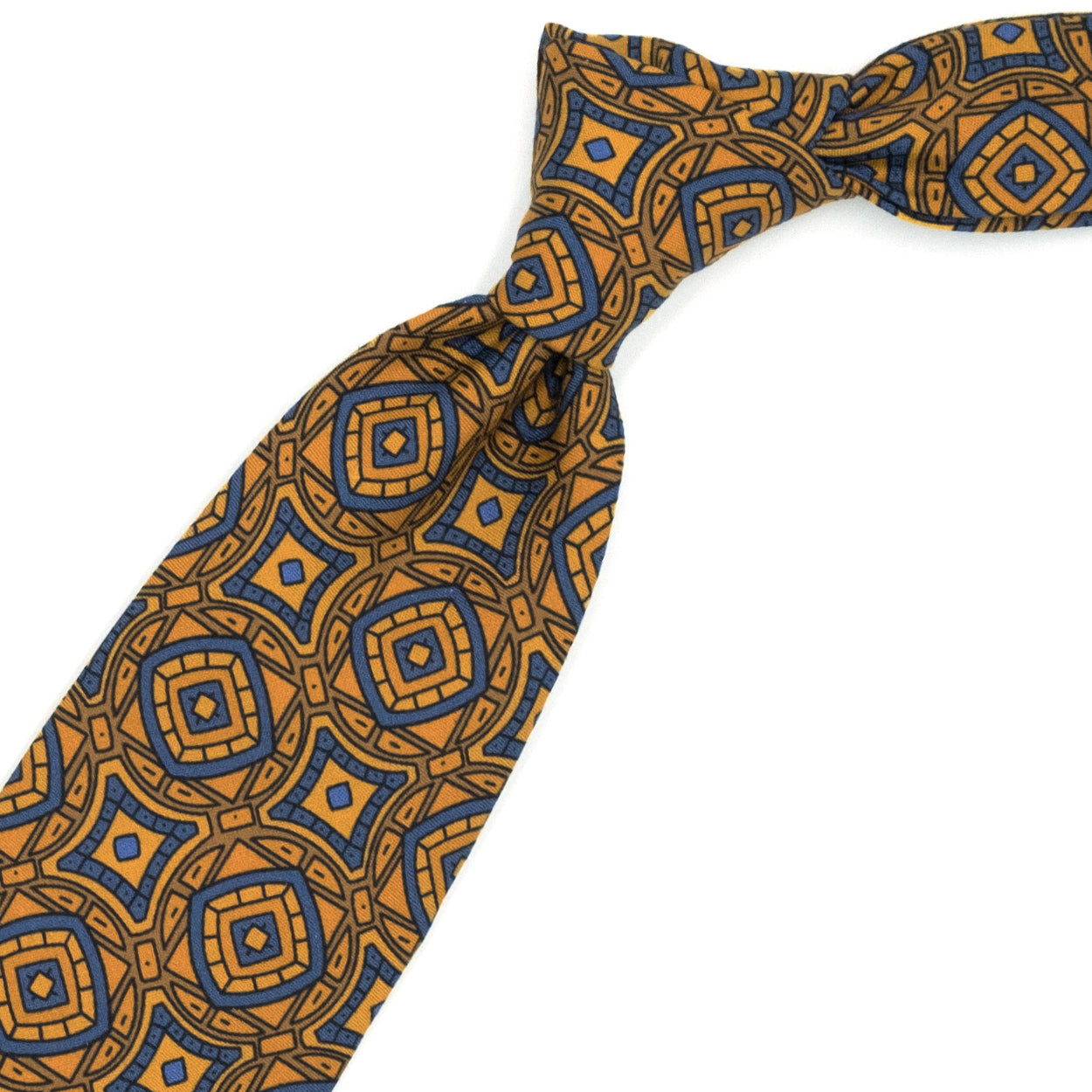 Cravatta arancione con medaglioni bluette