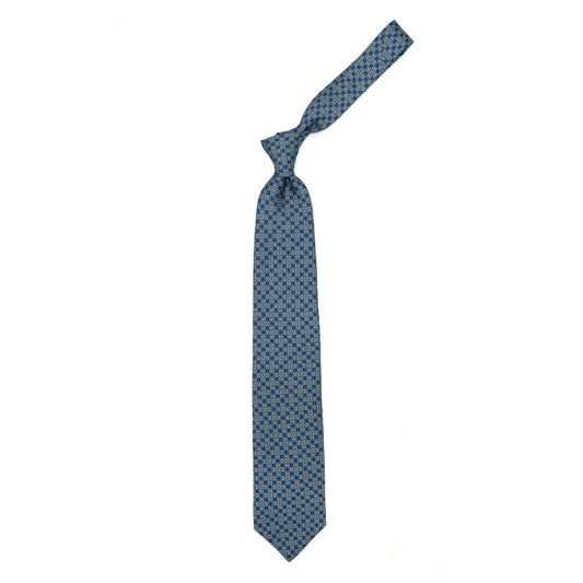 Gray tie with light blue and blue flowers