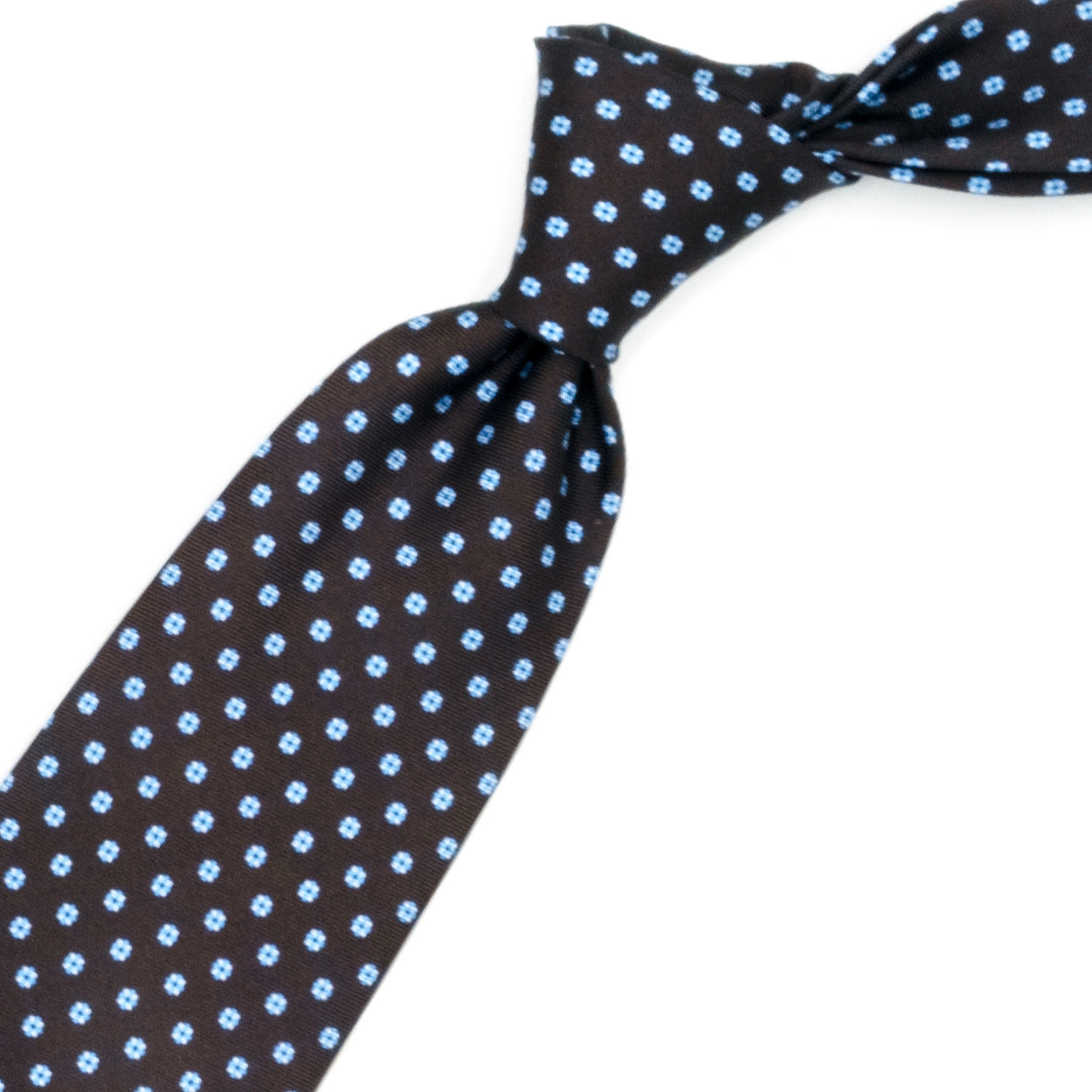 Cravatta marrone con fiorellini azzurri