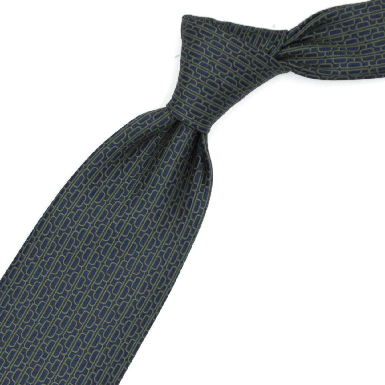 Cravatta blu con pattern astratto verde