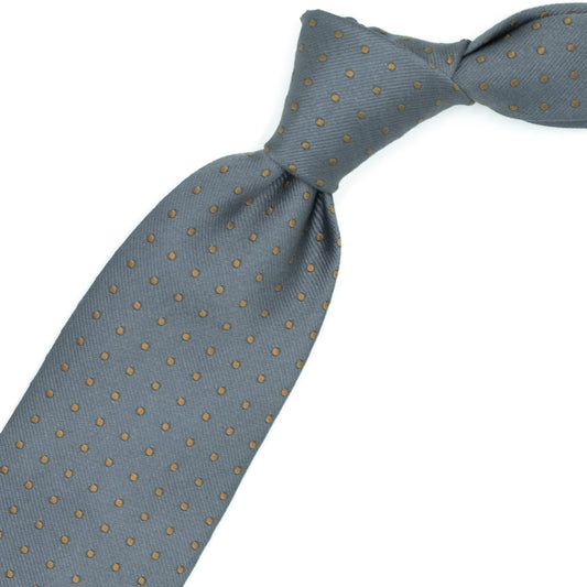 Cravatta grigia con pois senape