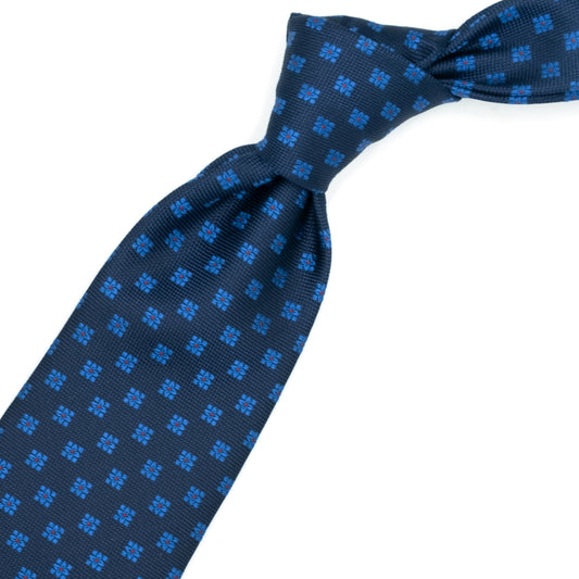 Cravatta blu con fiori bluette