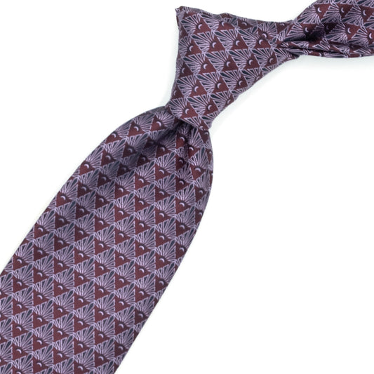 Cravatta vinaccia con pattern nero e rosa