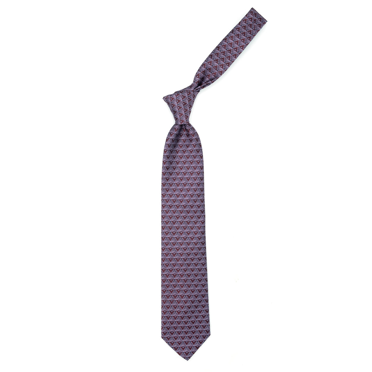 Cravatta vinaccia con pattern nero e rosa