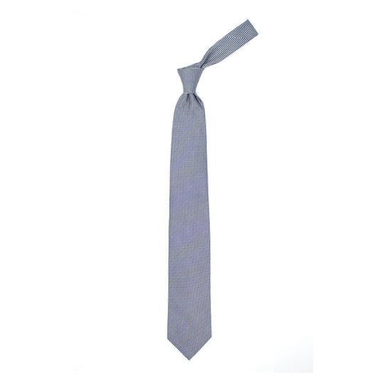 Cravatta con trama a quadratini bianchi e blu