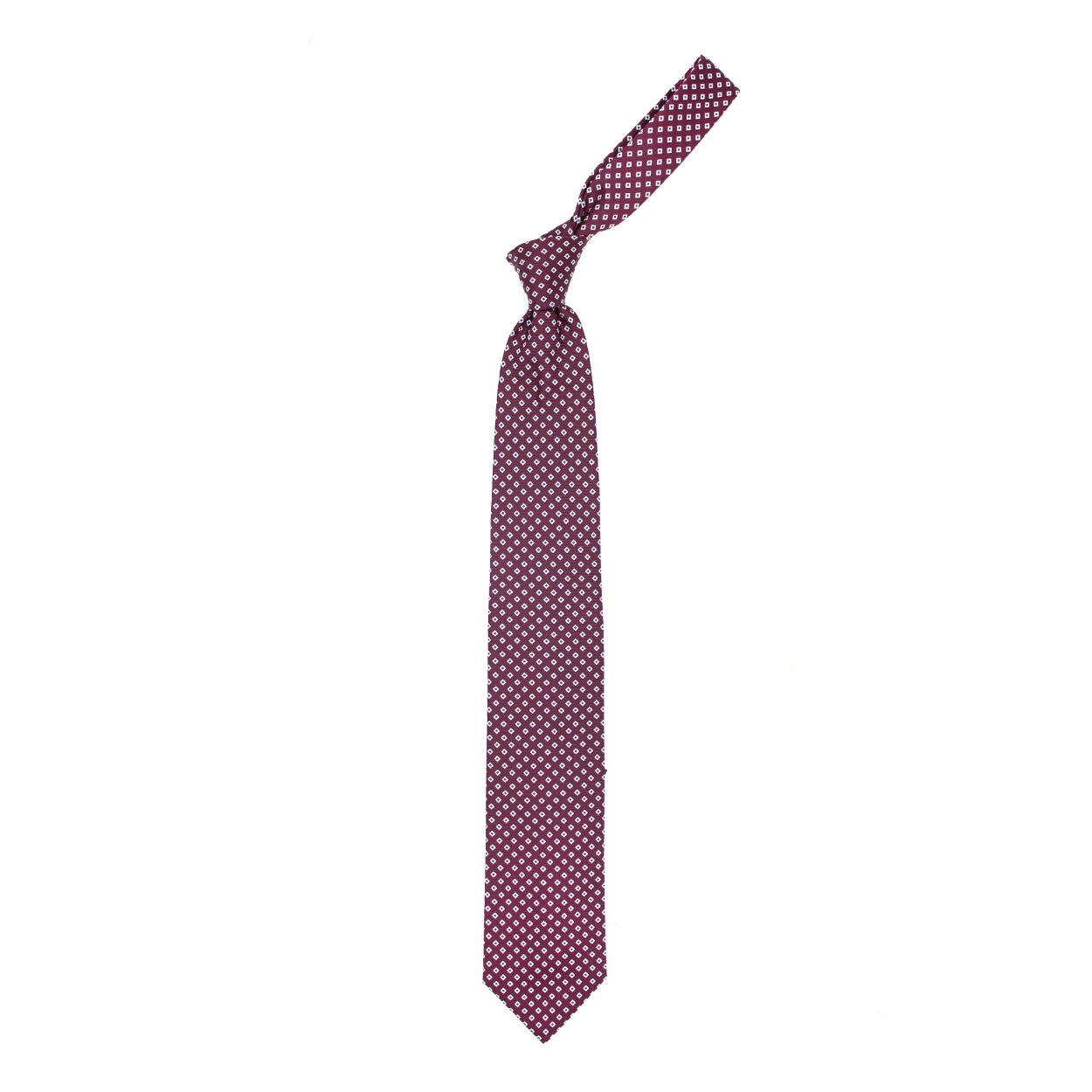 Cravatta bordeaux con quadratini bianchi e blu