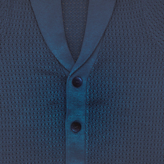 Cardigan blu collo sciallato