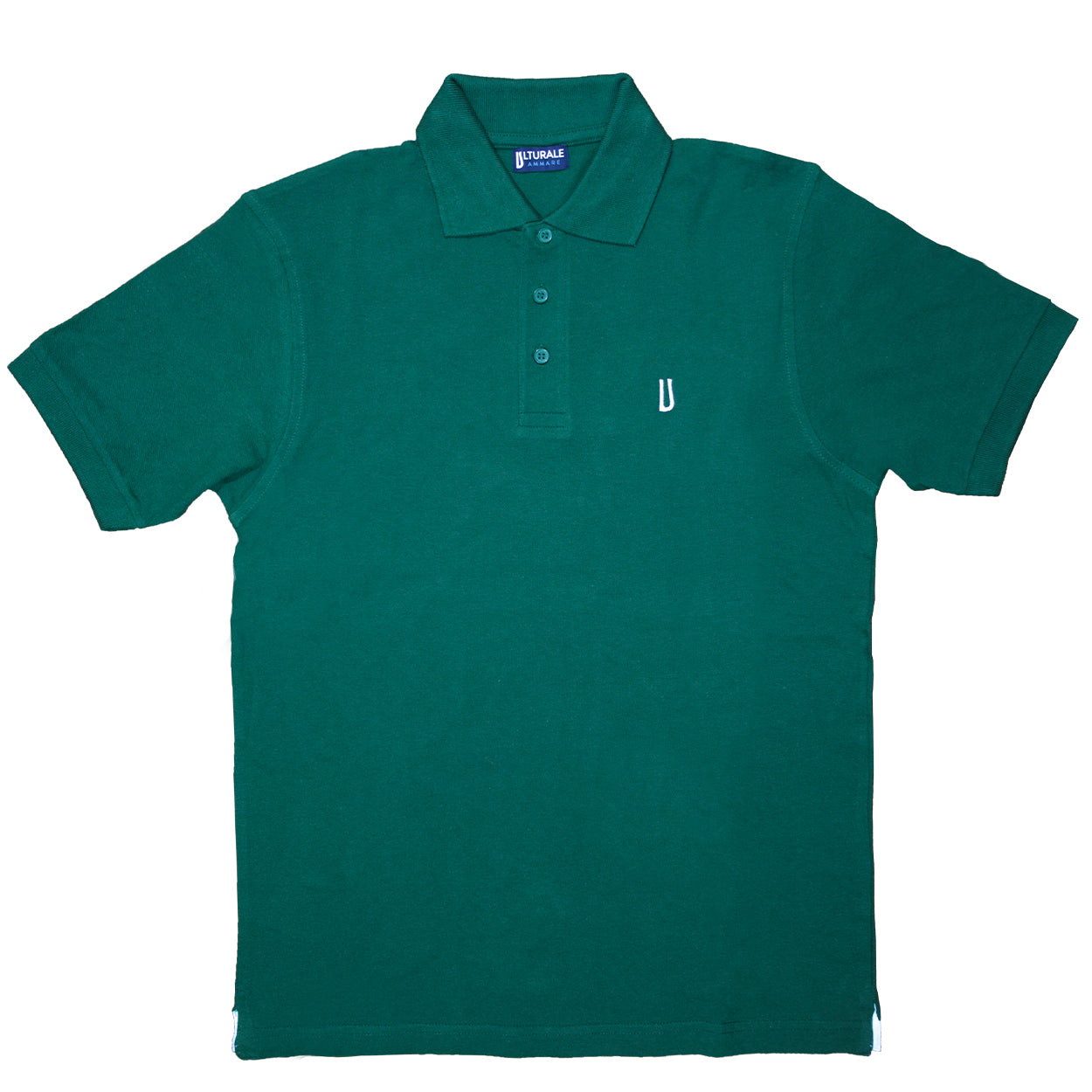 Polo verde con logo Ulturale bianco