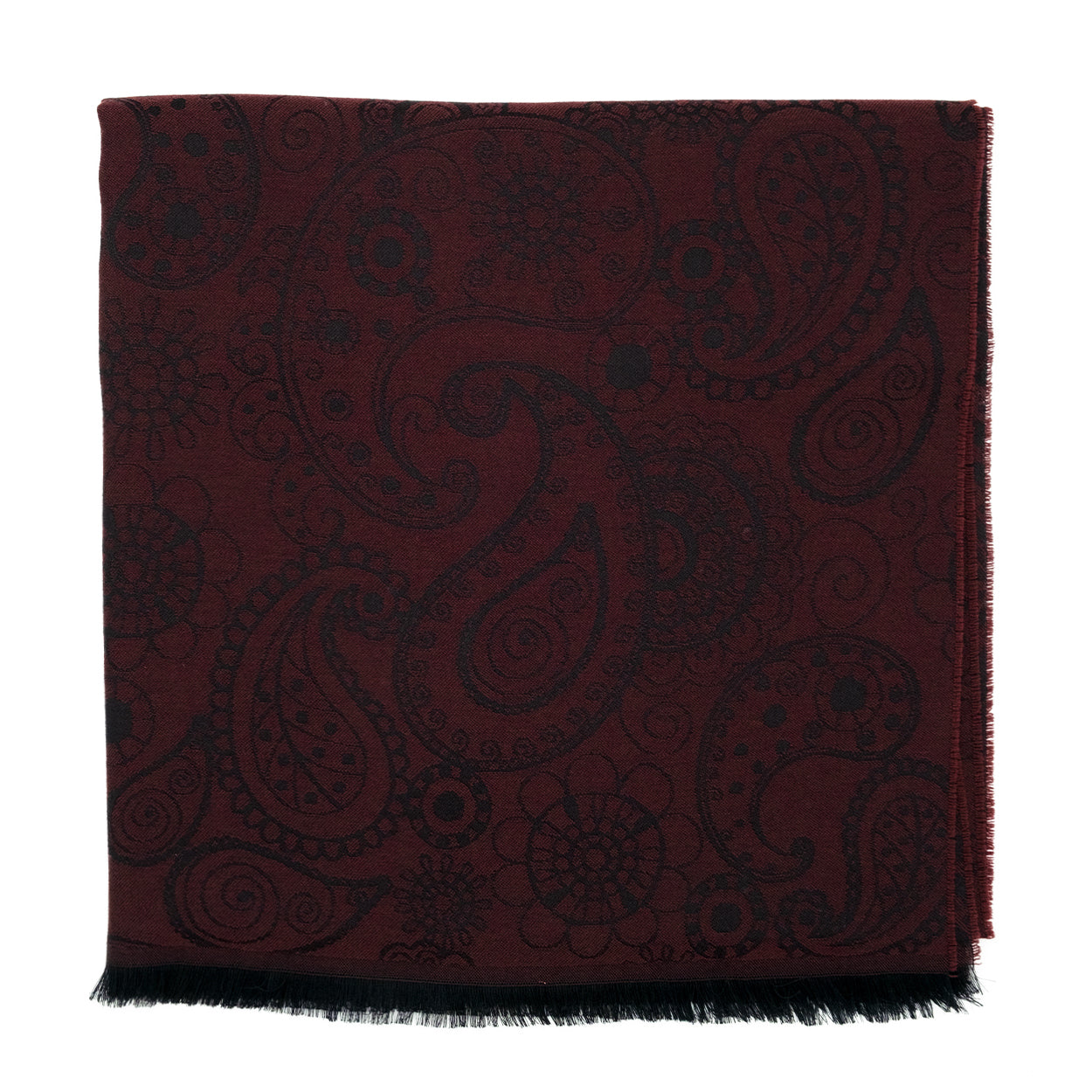 Scialle jacquard modal & lana motivo paisley bordeaux