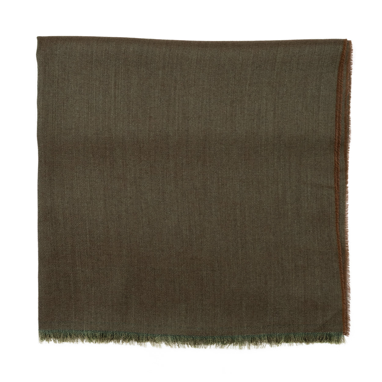 Stola cashmere & seta tinta unita marrone sfrangiata