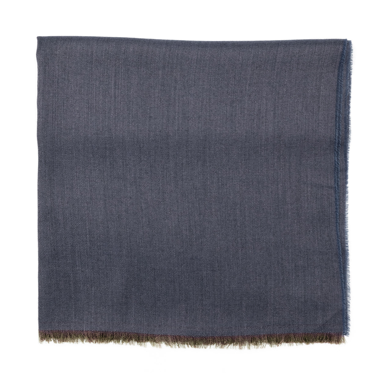 Stola cashmere & seta tinta unita blu sfrangiata